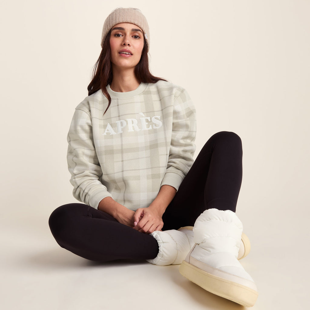 Gina Womens Supersoft Check Print Crew Neck Sweatshirt - Simply Taupe Check - Image 4
