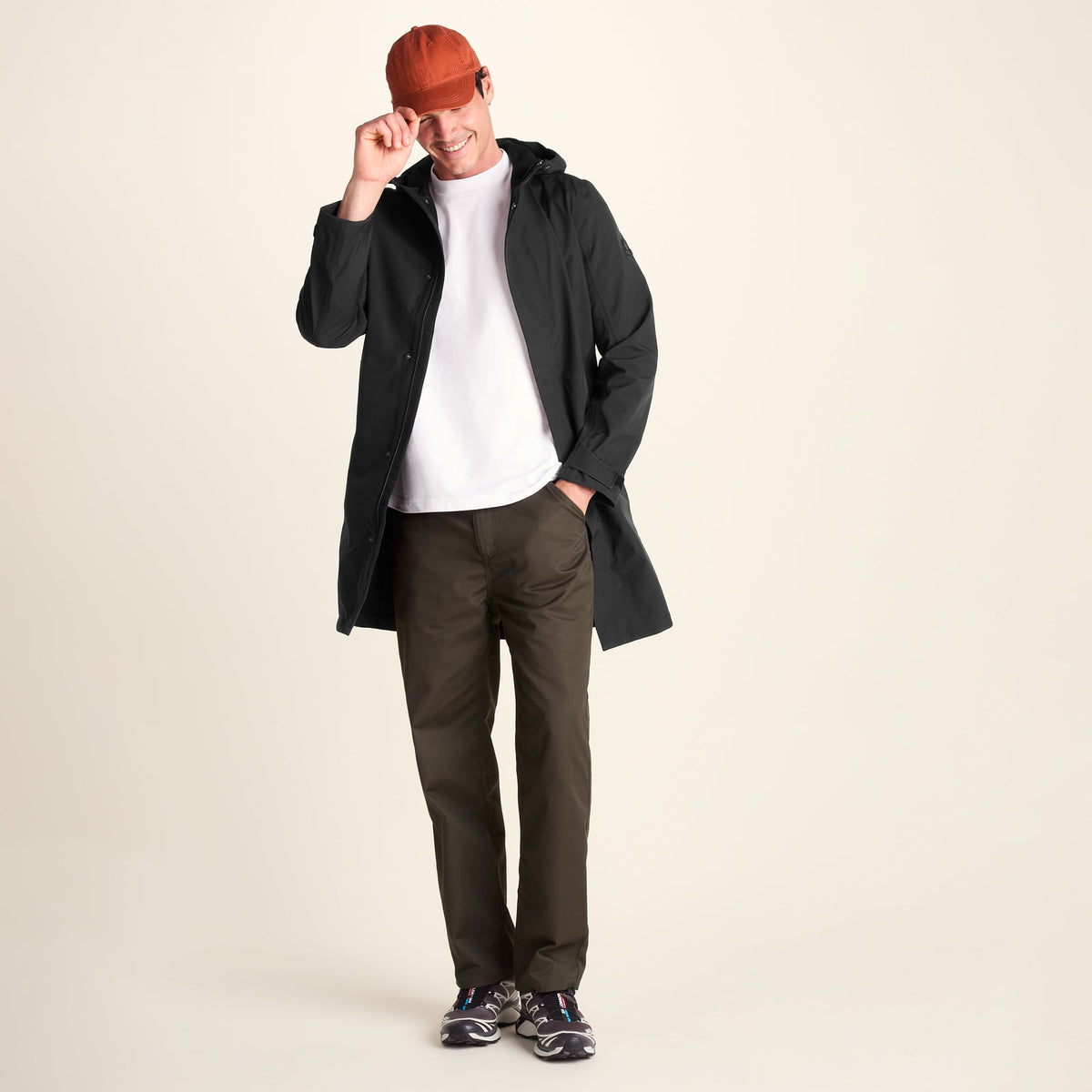 Glenton Mens Long Waterproof Jacket - Black - Image 3