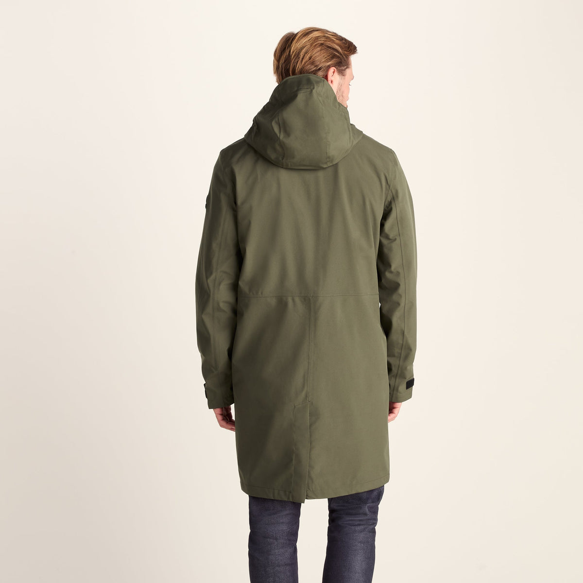 Glenton Mens Long Waterproof Jacket - Moss Green - Image 5