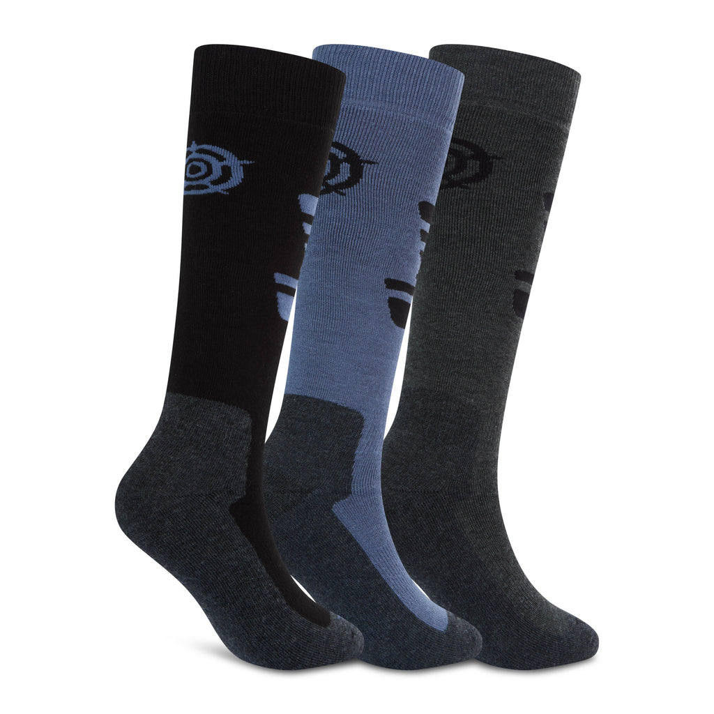 Glenshee Mens 3 Pack Technical Ski Socks - Black/Dark Grey Marl/Smokey Blue - Image 2