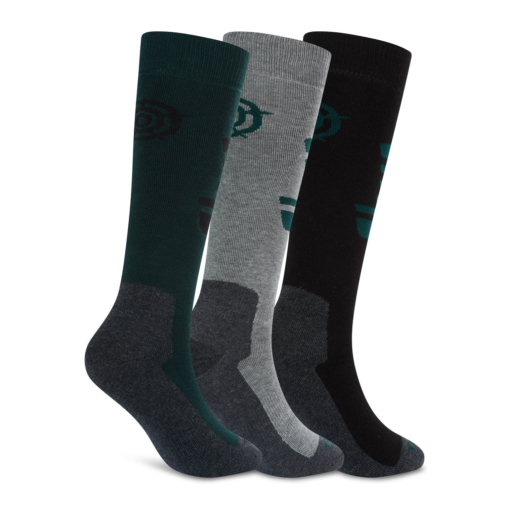 Glenshee Mens 3 Pack Technical Ski Socks - Dark Grey Marl/Midnight Green/Lt Grey Marl - Image 2