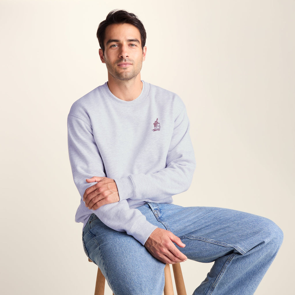 Graft Mens Supersoft Graphic Print Crew Neck Sweatshirt - Light Grey Melange - Image 5