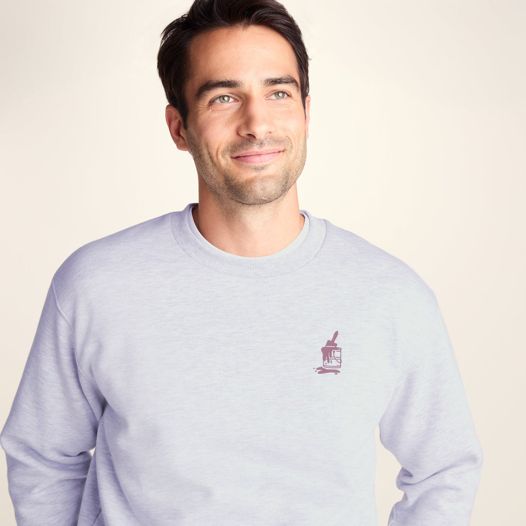 Graft Mens Supersoft Graphic Print Crew Neck Sweatshirt - Light Grey Melange - Image 7