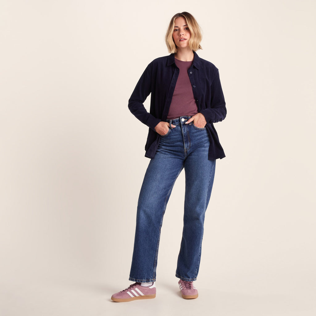 Harby Womens Long Sleeve Lightweight Corduroy Shirt - Oxford Blue - Image 3