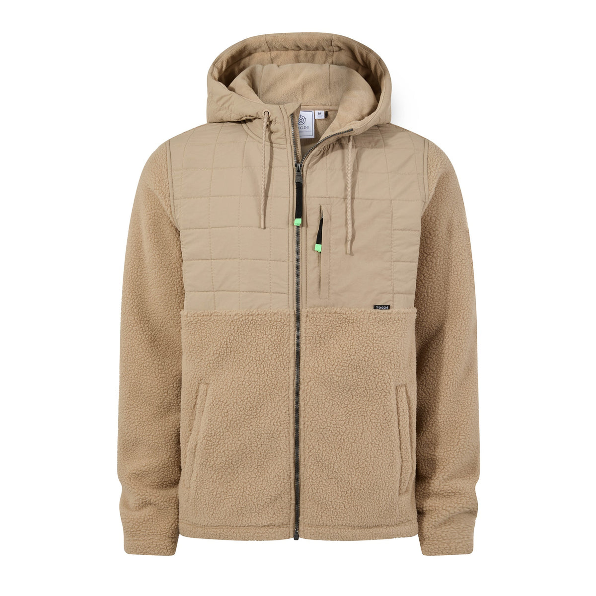 Hare Mens Padded Sherpa Hooded Jacket - Light Sand - Image 9