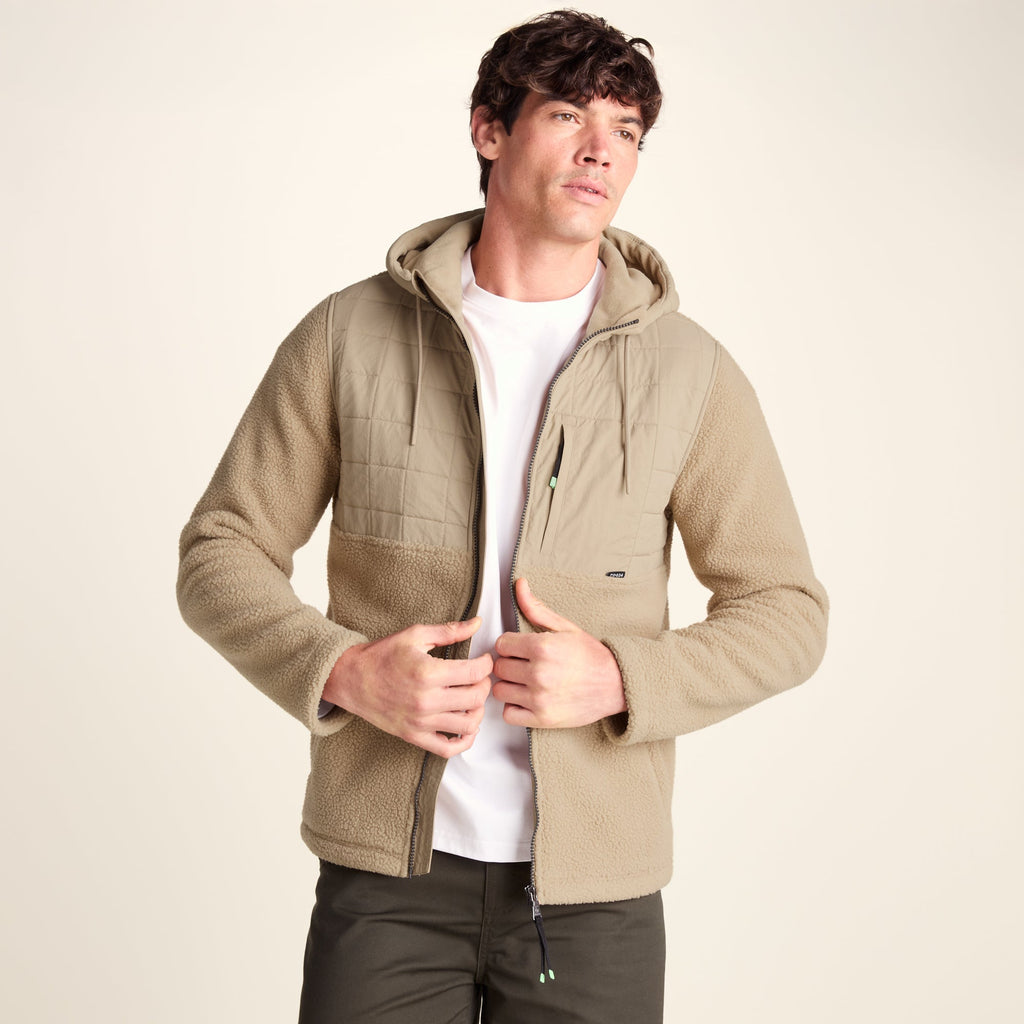 Hare Mens Padded Sherpa Hooded Jacket - Light Sand