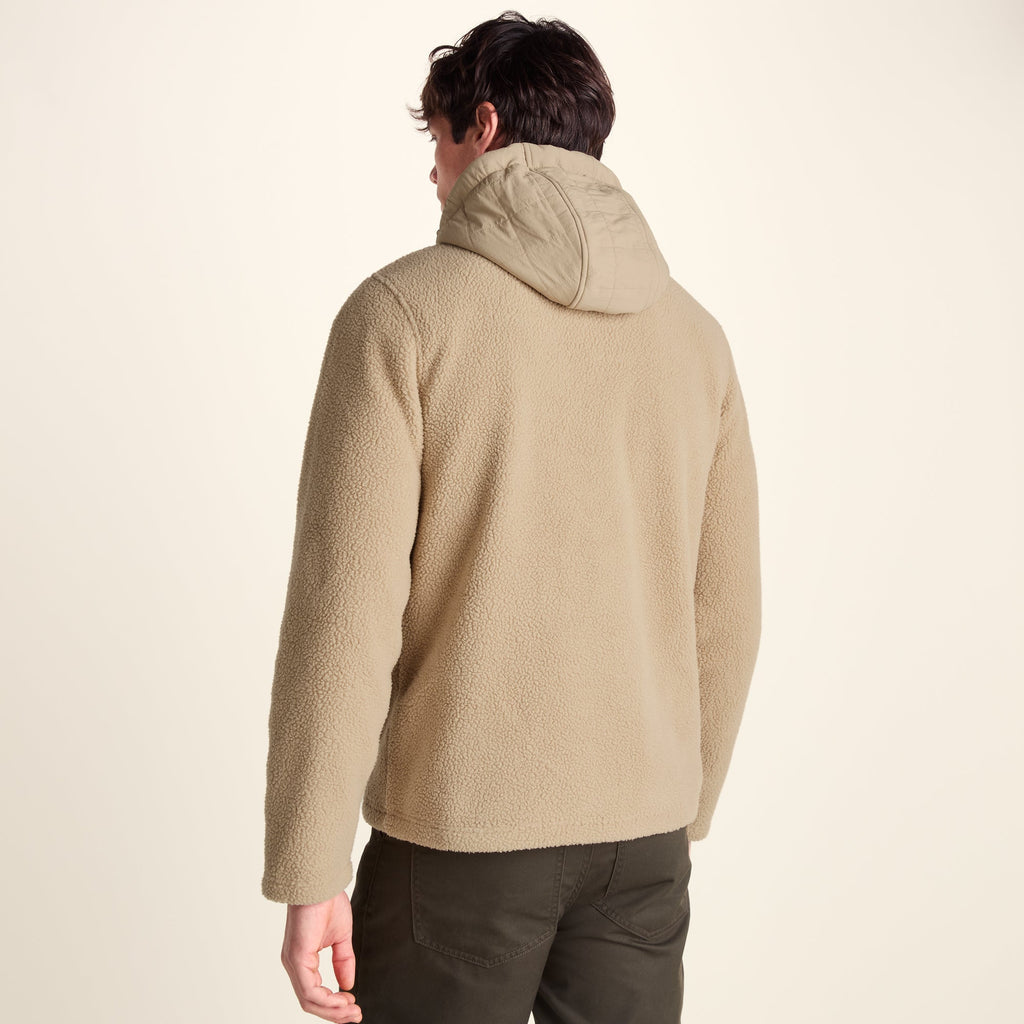 Hare Mens Padded Sherpa Hooded Jacket - Light Sand - Image 4