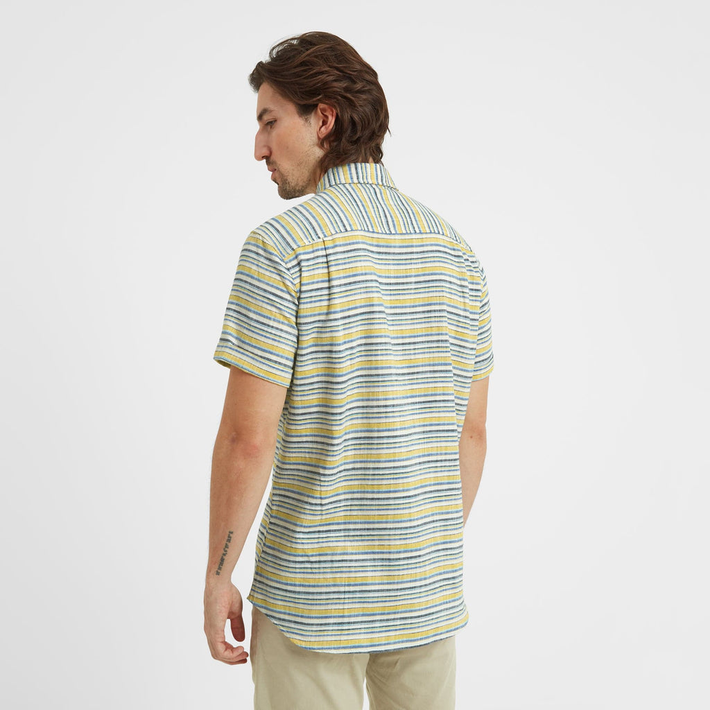 Harold Mens Short Sleeve Stripe Shirt - Aqua - Image 4