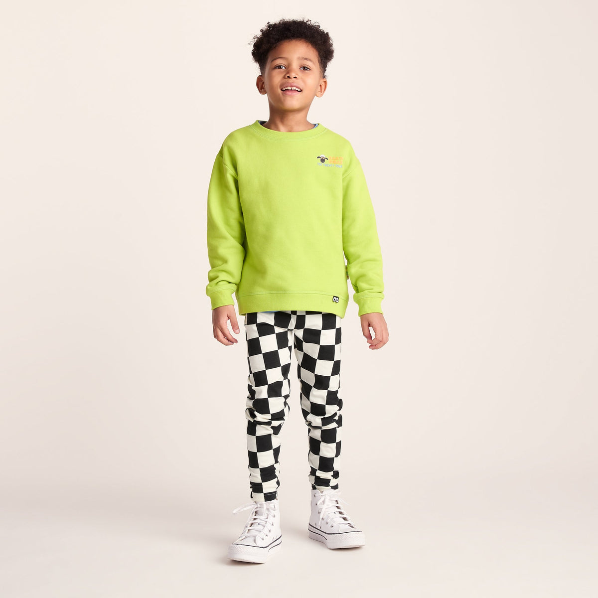 Harri Kids Shaun the Sheep Legging - Black Woolly Checkerboard - Image 6