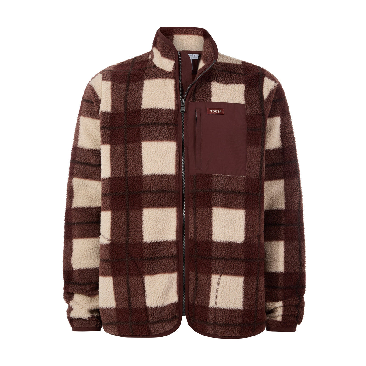 Haxwell Mens Sherpa Fleece - Chestnut Brown Check - Image 7