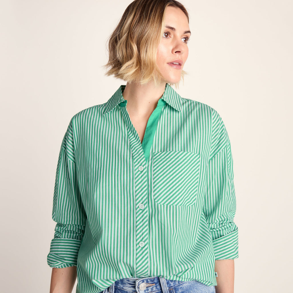 Helena Womens Oversized 100% Cotton Long Sleeve Shirt - Optic White - Image 6