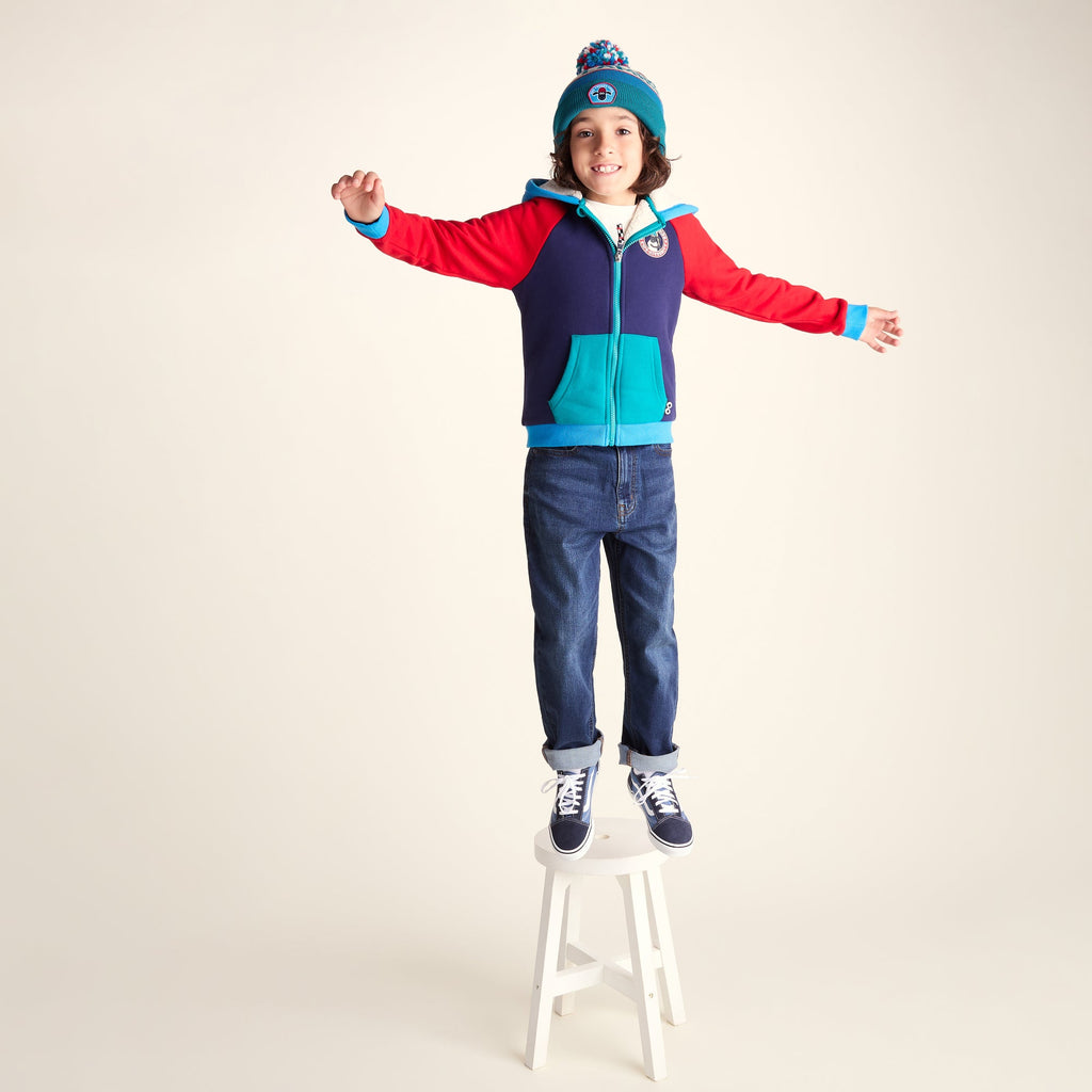 Herik Shaun the Sheep Kids Knitted Beanie Pom Pom Hat - Peacock Green/Bondi Blue - Image 3