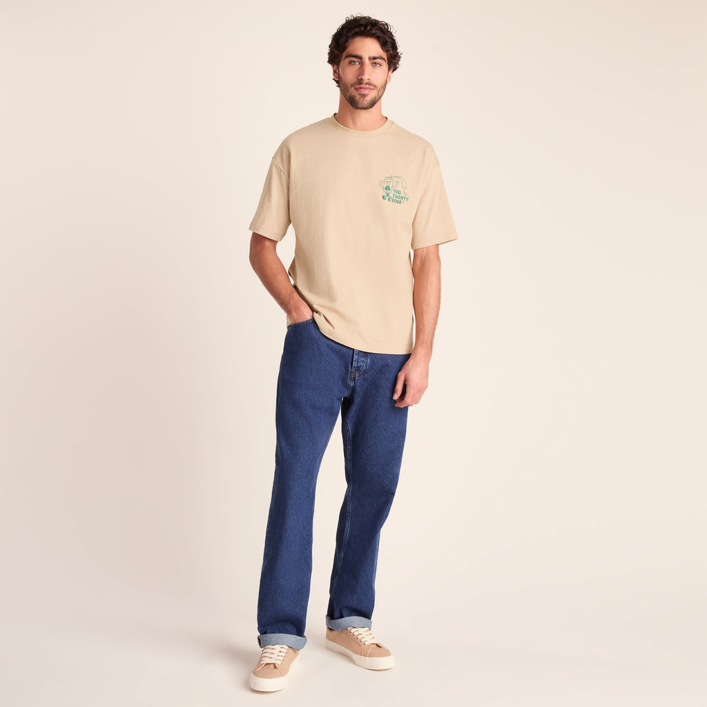Hop Mens Relaxed Fit Premium Supersoft Hattie Clark T-Shirt - Classic Beige - Image 3