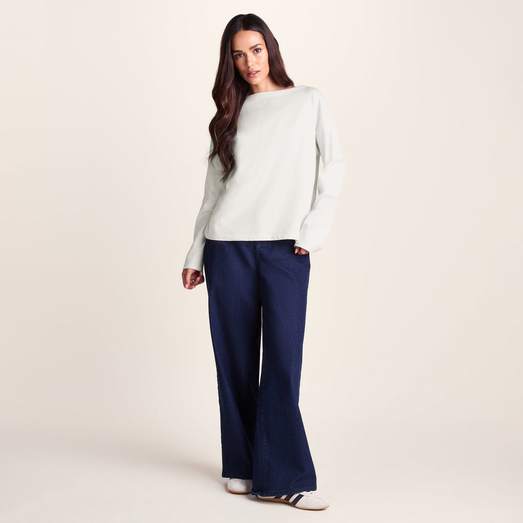 Ivy Womens Supersoft Cotton Boat Neck T-Shirt - Vanilla - Image 2