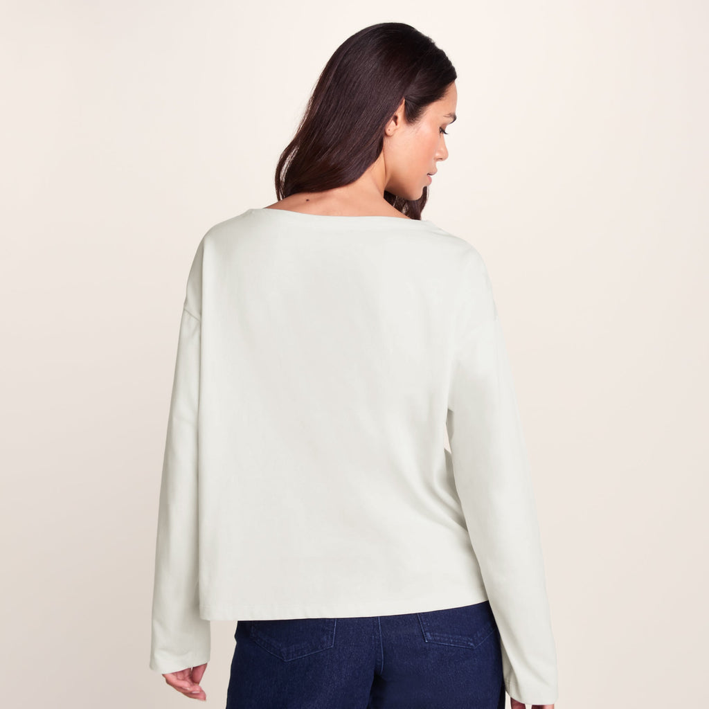 Ivy Womens Supersoft Cotton Boat Neck T-Shirt - Vanilla - Image 3