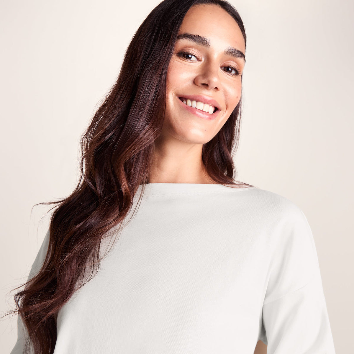 Ivy Womens Supersoft Cotton Boat Neck T-Shirt - Vanilla - Image 6