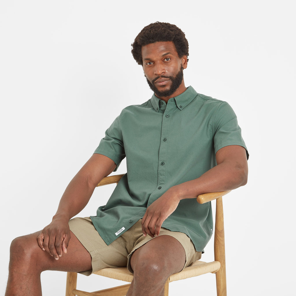 Jayden Mens 100% Cotton Short Sleeve Shirt - Light Forest - Image 4