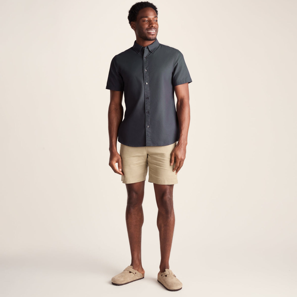 Jayden Mens 100% Cotton Short Sleeve Shirt - Deep Slate - Image 3
