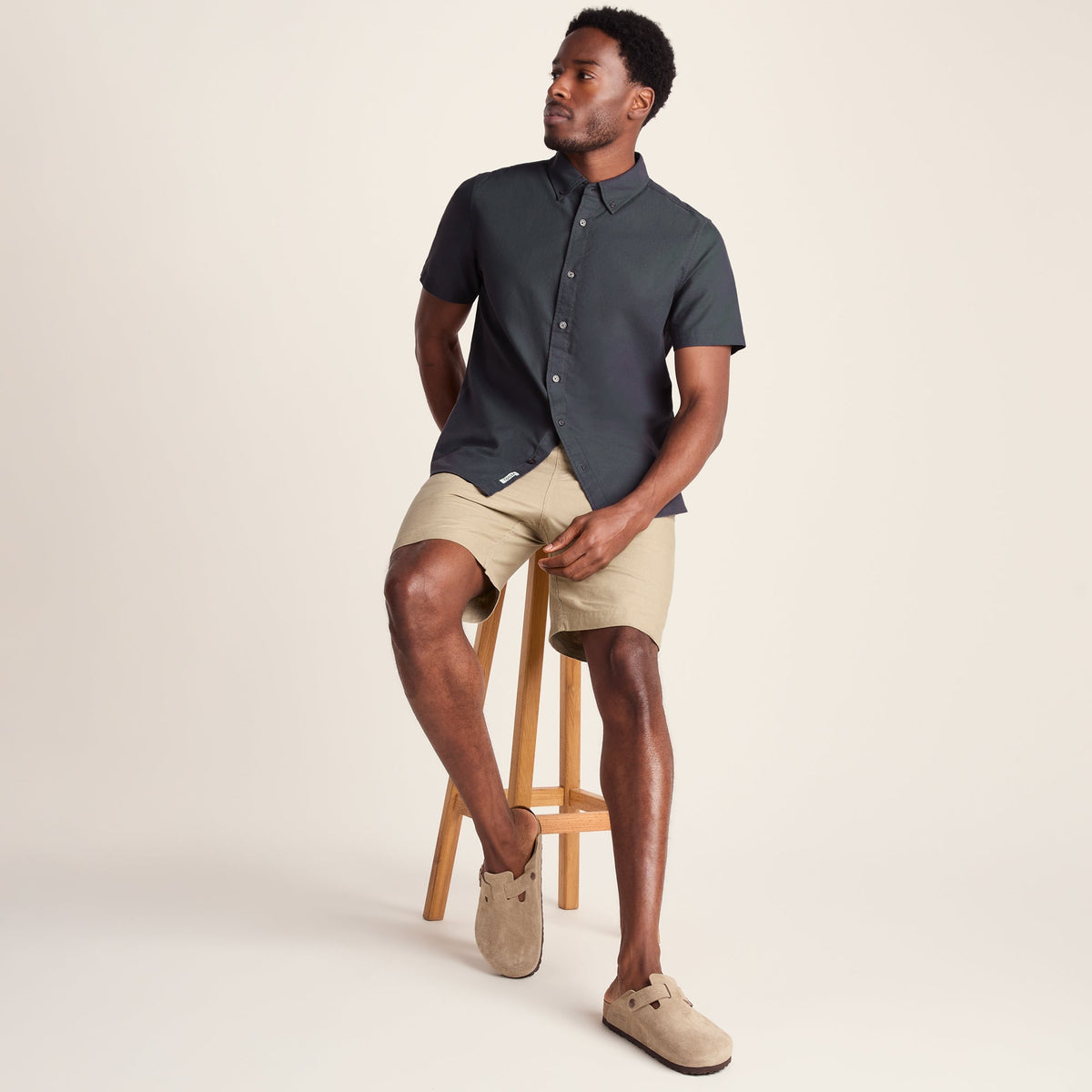 Jayden Mens 100% Cotton Short Sleeve Shirt - Deep Slate - Image 4