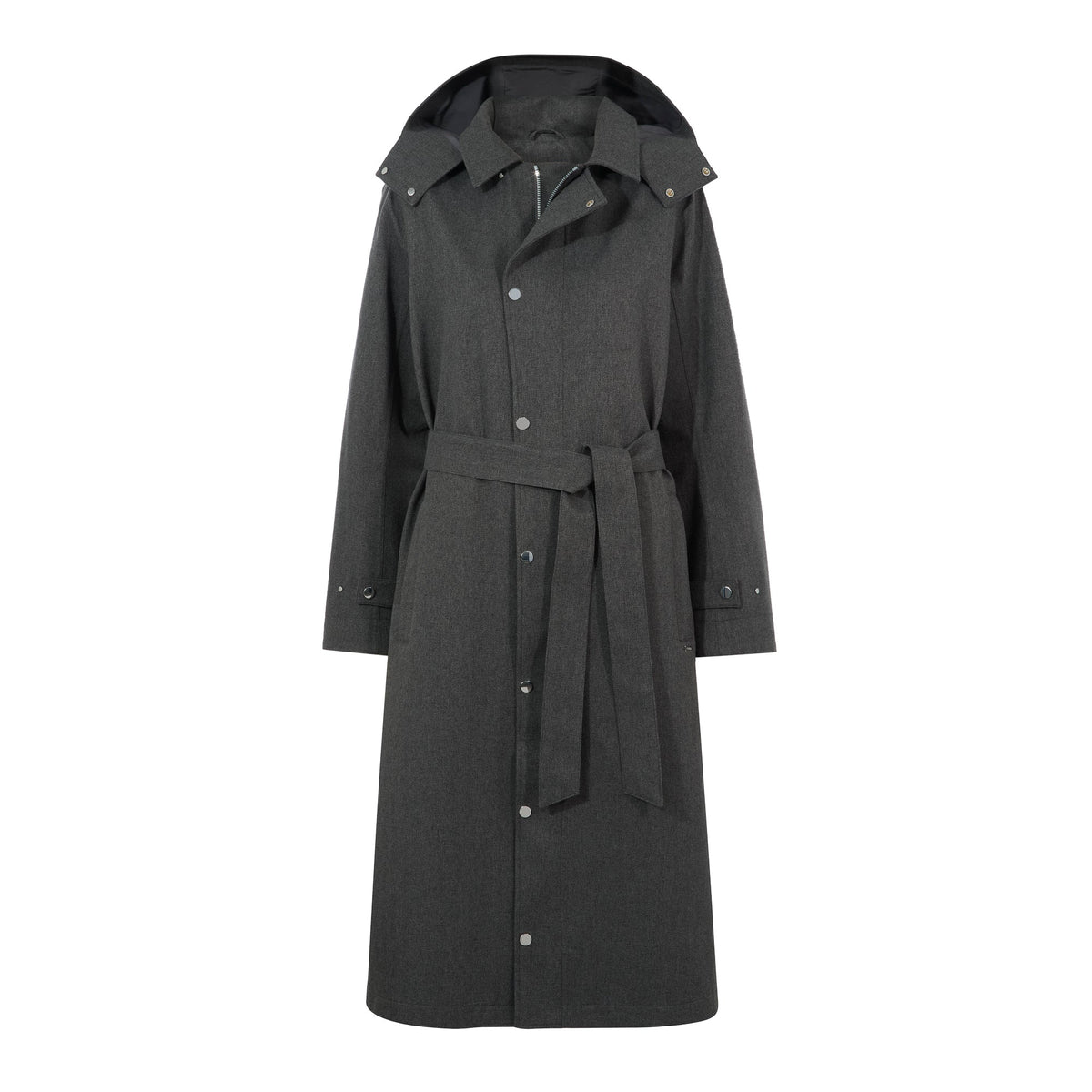 Jemima Womens Waterproof Longline Belted Trench Coat - Charcoal Melange - Image 16