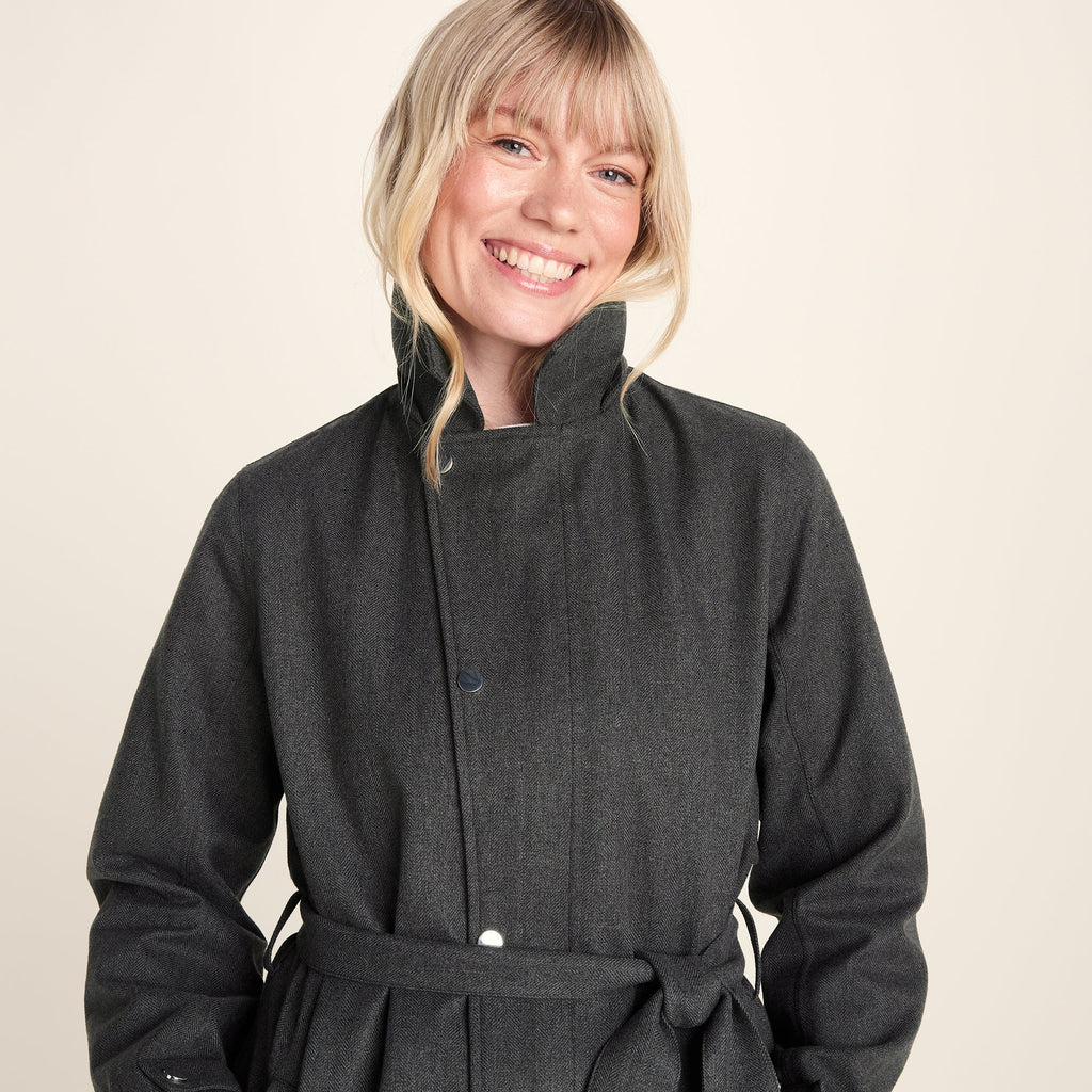 Jemima Womens Waterproof Longline Belted Trench Coat - Charcoal Melange - Image 14