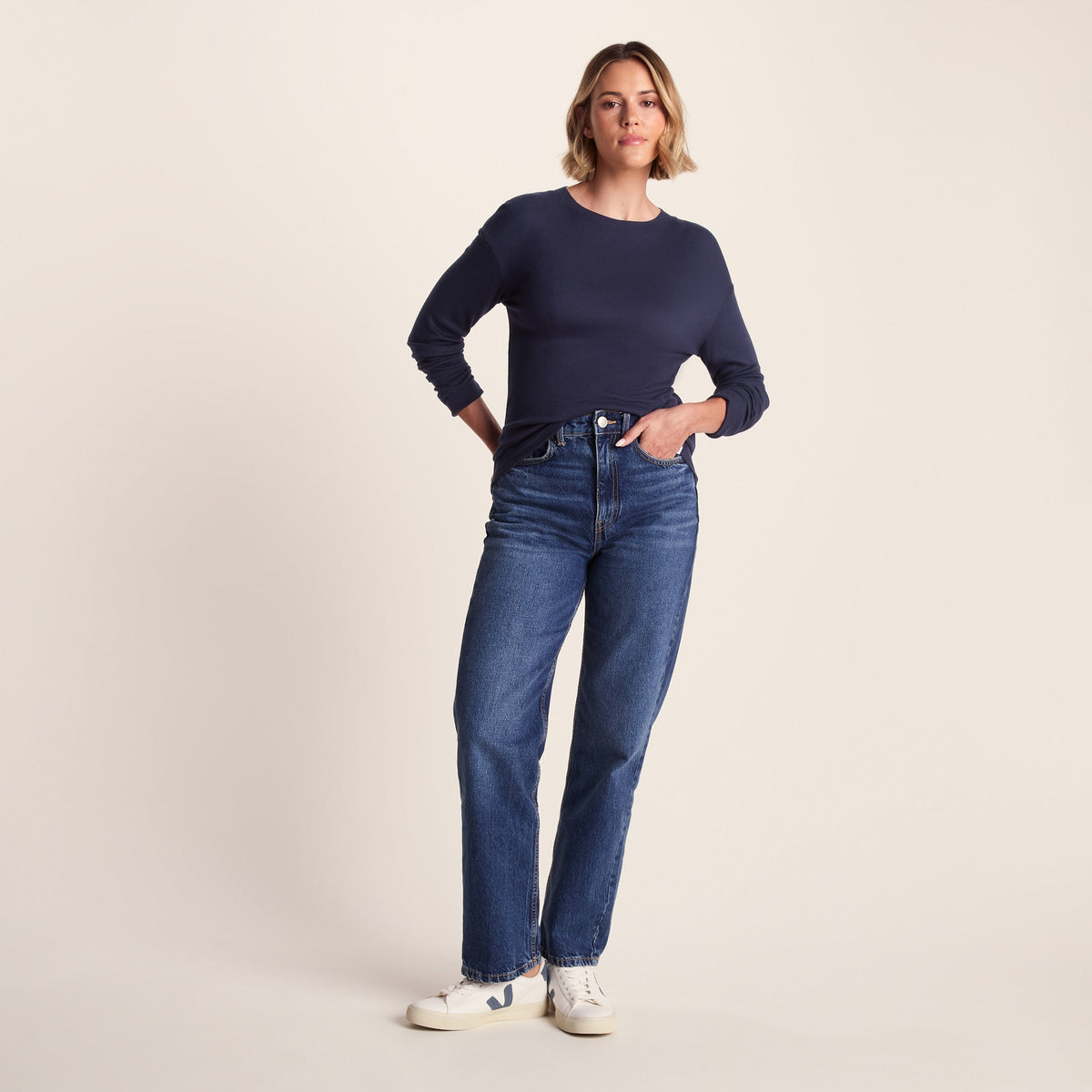 Jemma Womens Long Sleeve Supersoft T-Shirt - Oxford Blue - Image 2