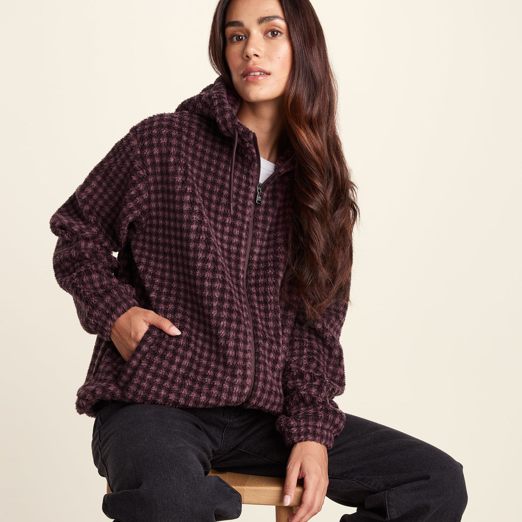 Joanna Womens Relaxed Fit Sherpa Fleece - Huckleberry Gingham - Image 4