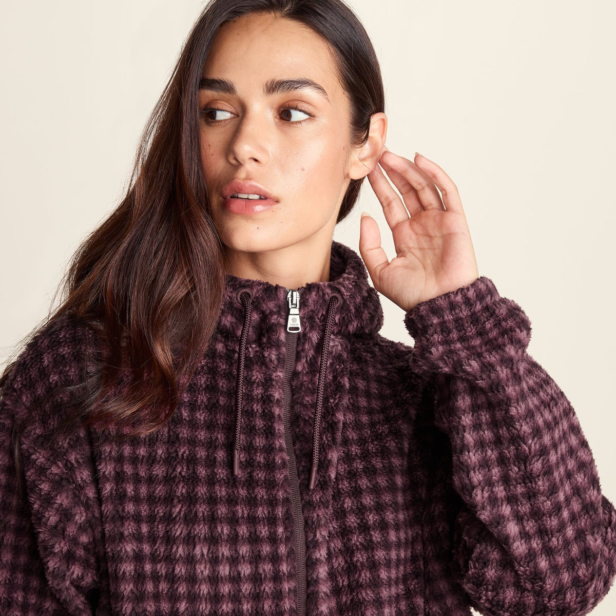 Joanna Womens Relaxed Fit Sherpa Fleece - Huckleberry Gingham - Image 6