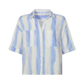 Julie Womens Short Sleeve Seersucker Blouse - Blue Hues Print - Image 8