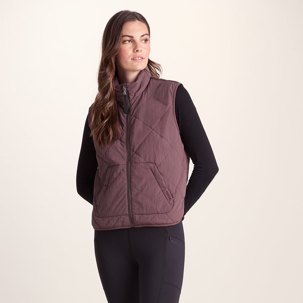 Juni Womens Relaxed Fit Shower Resistant Insulated Gilet - Dark Mauve - Image 2