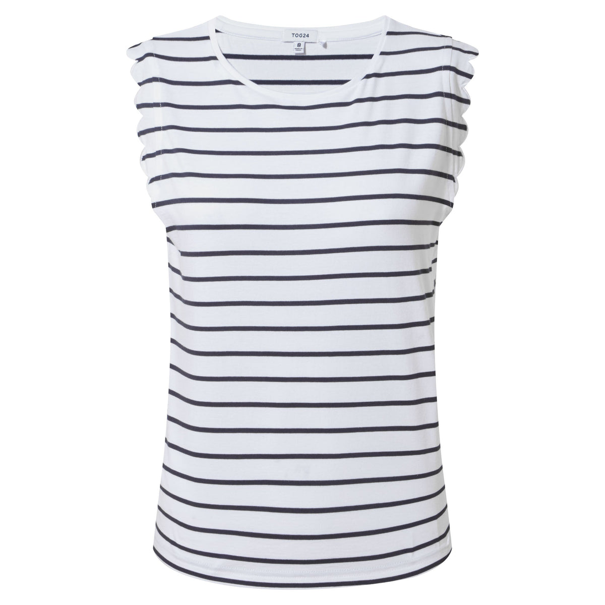 Katie Womens 100% Cotton Supersoft Vest - Optic White/Dk Indigo - Image 6