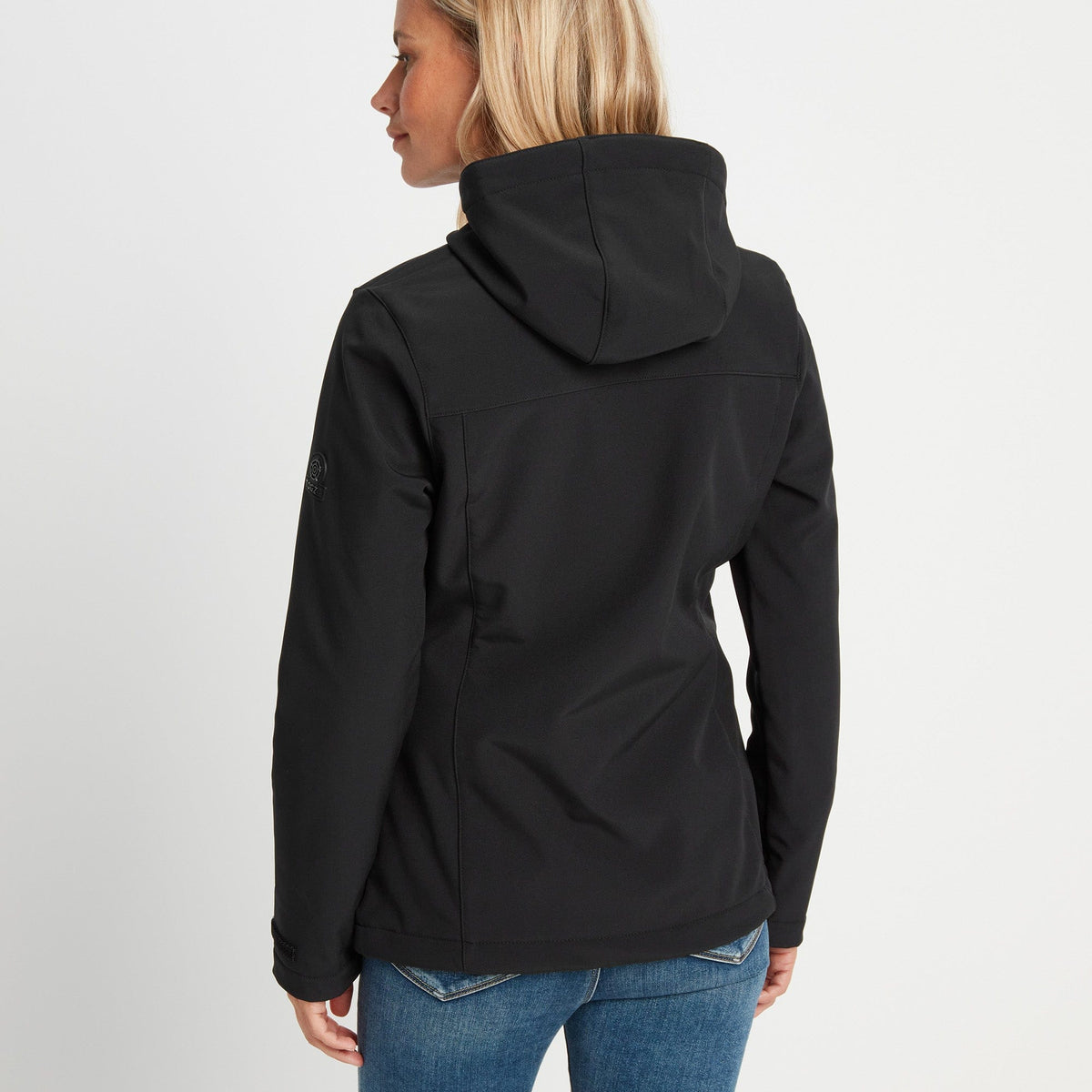 Keld Womens Shower Resistant Hooded Softshell Jacket - Black - Image 4