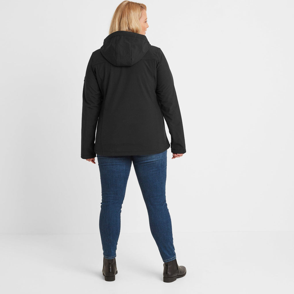 Keld Womens Shower Resistant Hooded Softshell Jacket - Black - Image 10