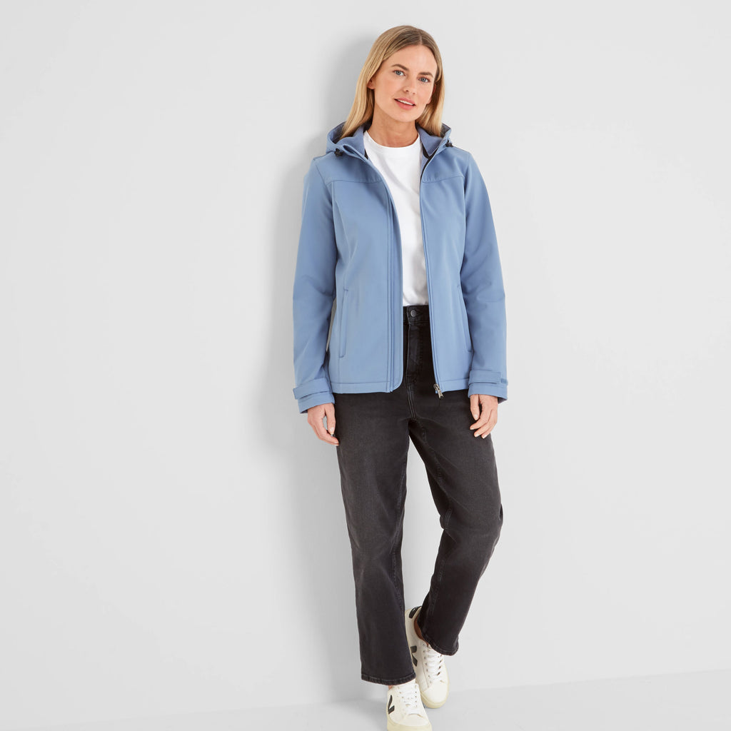 Keld Womens Shower Resistant Hooded Softshell Jacket - Misty Blue - Image 4
