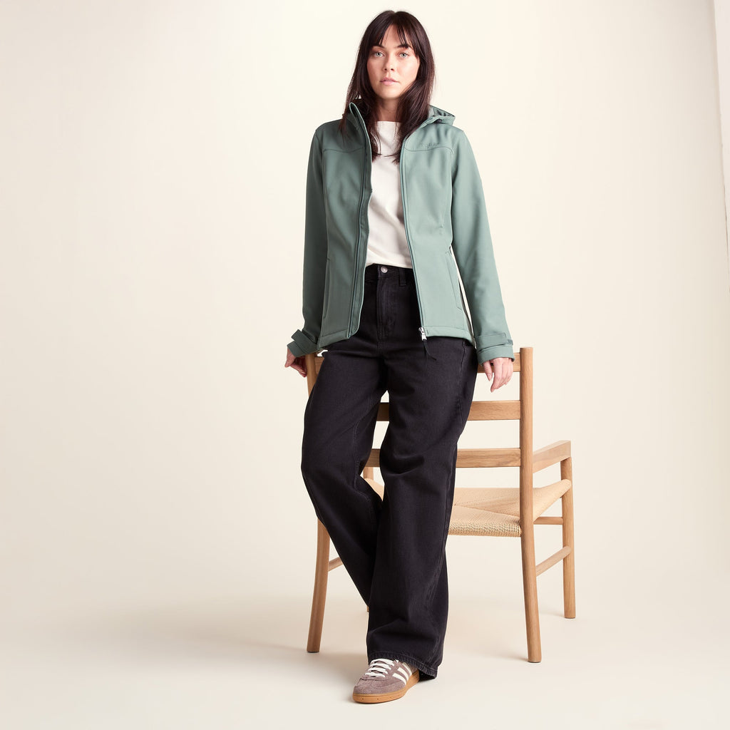 Keld Womens Shower Resistant Hooded Softshell Jacket - Light Forest - Image 5