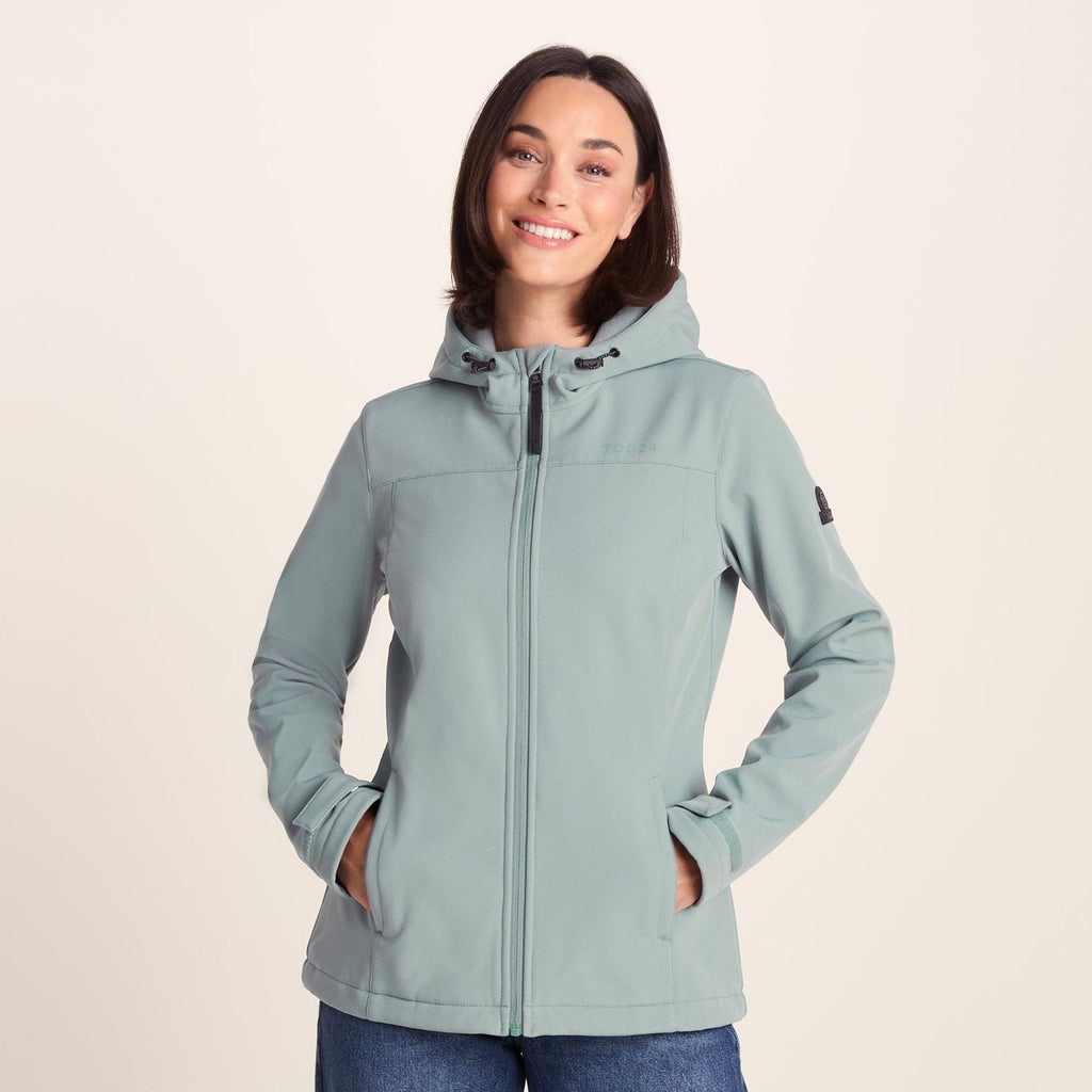 Keld Womens Shower Resistant Hooded Softshell Jacket - Smokey Teal - Image 3