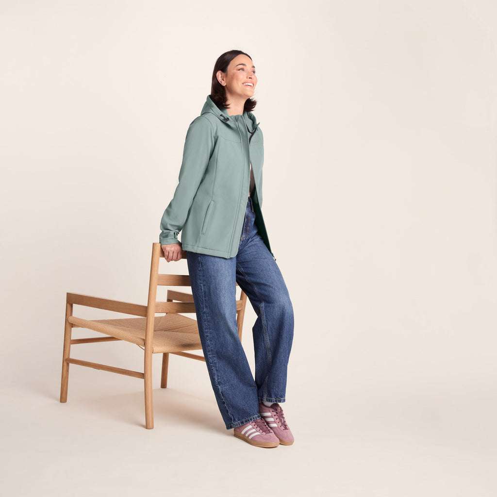 Keld Womens Shower Resistant Hooded Softshell Jacket - Smokey Teal - Image 5