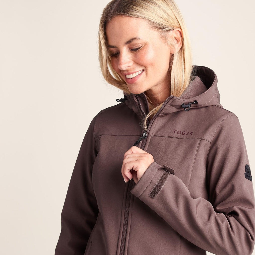 Keld Womens Shower Resistant Hooded Softshell Jacket - Dark Mauve - Image 6