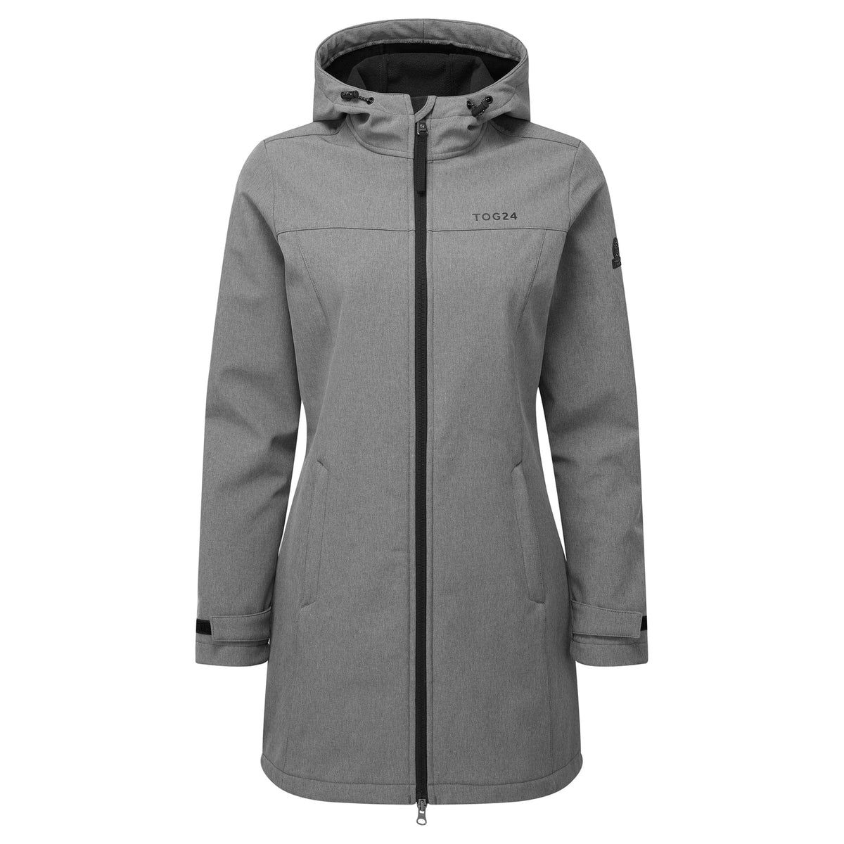 Keld Womens Long Shower Resistant Hooded Softshell Jacket - Dark Grey - Image 9