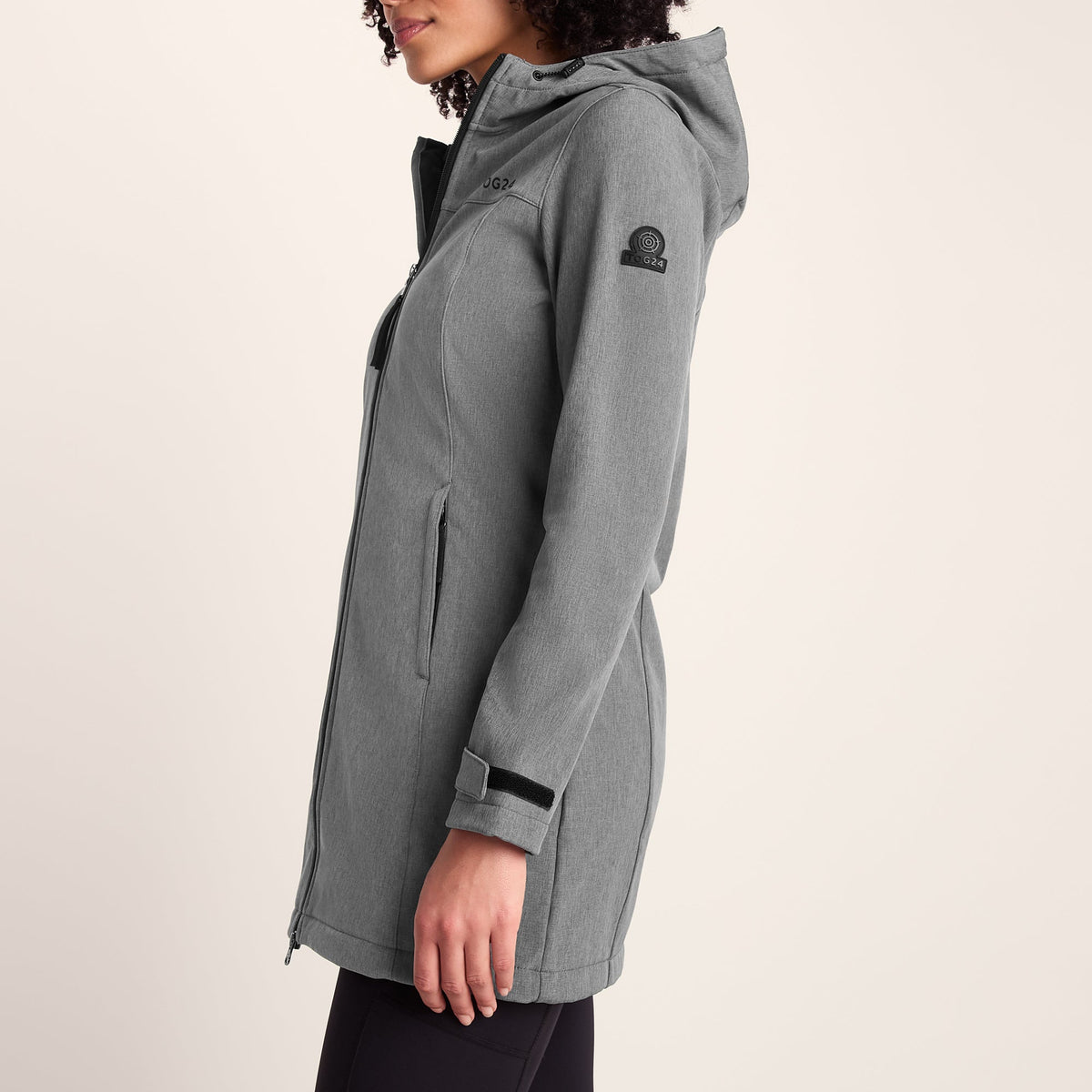 Keld Womens Long Shower Resistant Hooded Softshell Jacket - Dark Grey - Image 6