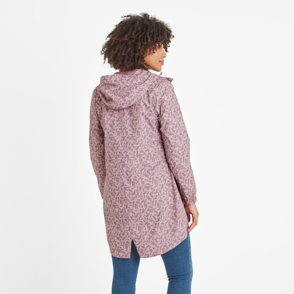 Kilnsey Womens Waterproof Jacket - Dusky Rose Brushstroke Print - Image 4