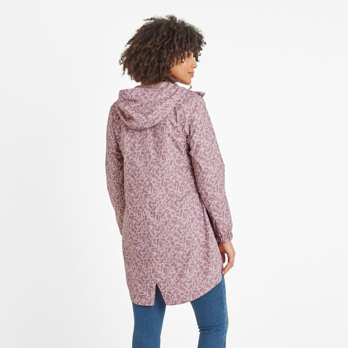 Kilnsey Womens Waterproof Jacket - Dusky Rose Brushstroke Print - Image 4