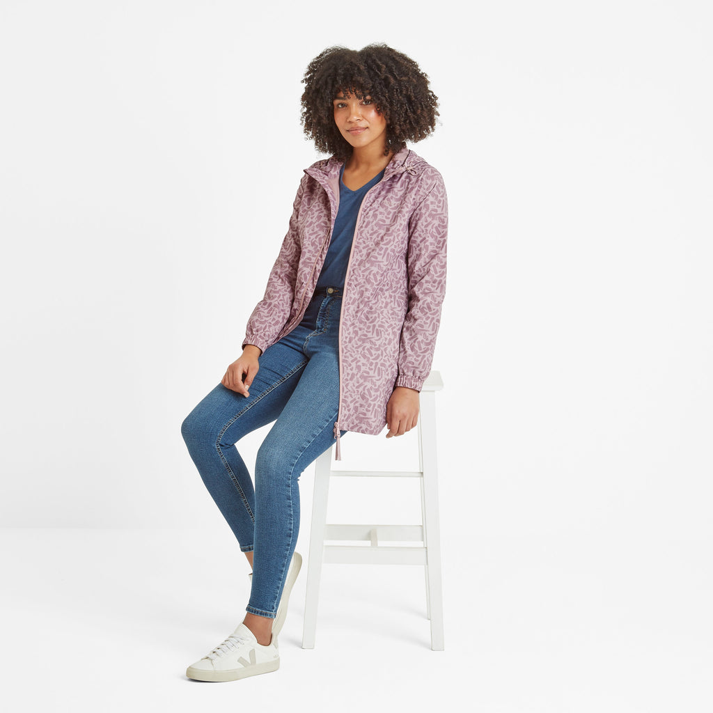 Kilnsey Womens Waterproof Jacket - Dusky Rose Brushstroke Print - Image 5