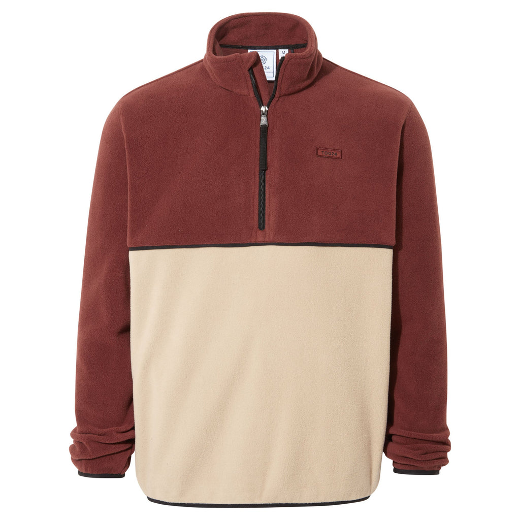 Kirton Mens Relaxed Fit Microfleece Zip Neck - Port/Hazelnut - Image 6