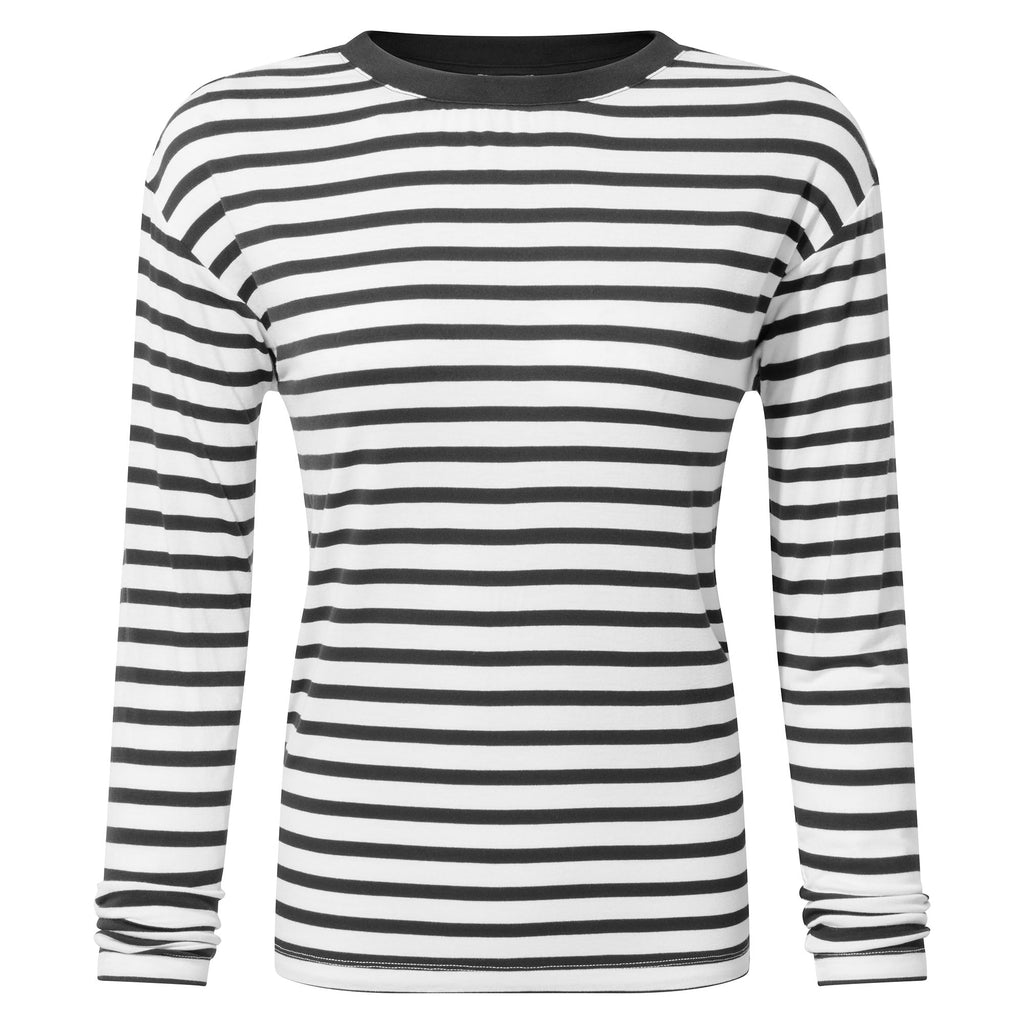 Kitty Womens Long Sleeve Striped T-Shirt - Washed Black Stripe - Image 8