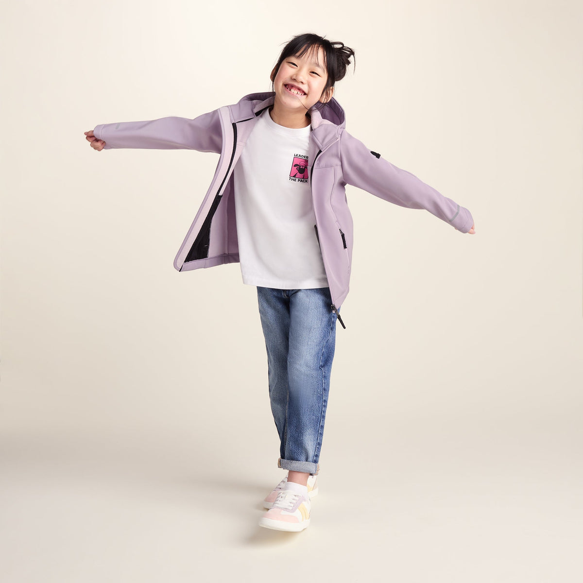 Koroma Kids Softshell Hooded Jacket - Lavender Grey - Image 2