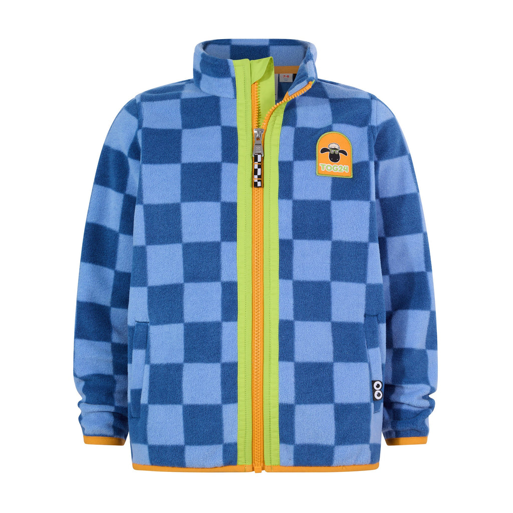 Lacaune Kids Shaun the Sheep Fleece Zip Jacket - Bluebell/Night Blue Checkerboard - Image 7