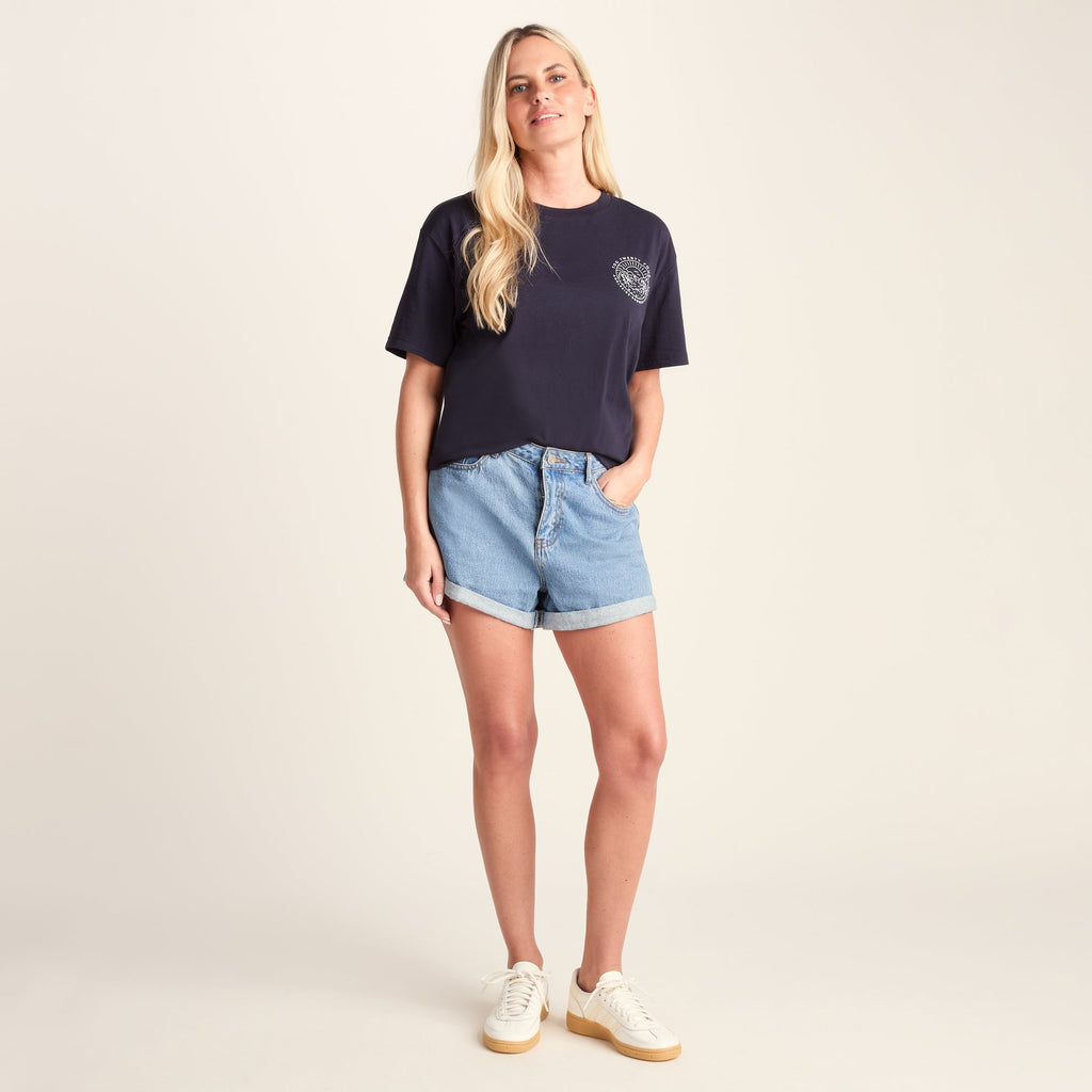 Lakeside Womens 100% Cotton Supersoft Relaxed Fit T-Shirt - Dark Indigo - Image 2
