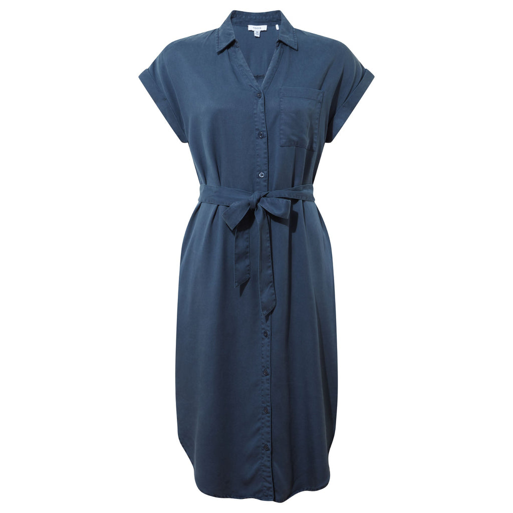 Lenira Womens Relaxed Fit Luxurious Tencel Lyocell Shirt Dress - Dark Denim - Image 6