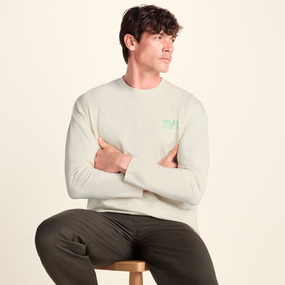 Lloyd Mens Premium Heavyweight 100% Cotton Jersey Top - Buttercream - Image 4